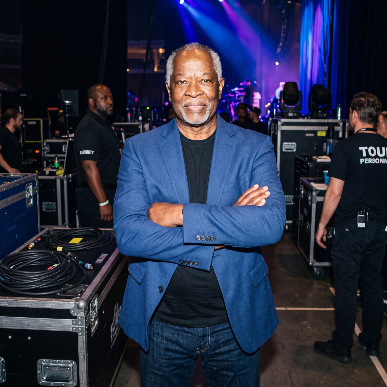 Herb Porter, founder of StageLink Ramp, backstage at a live performance